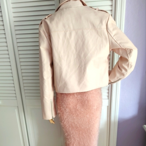 Misguided light pink faux leather moto jacket - Picture 5 of 12